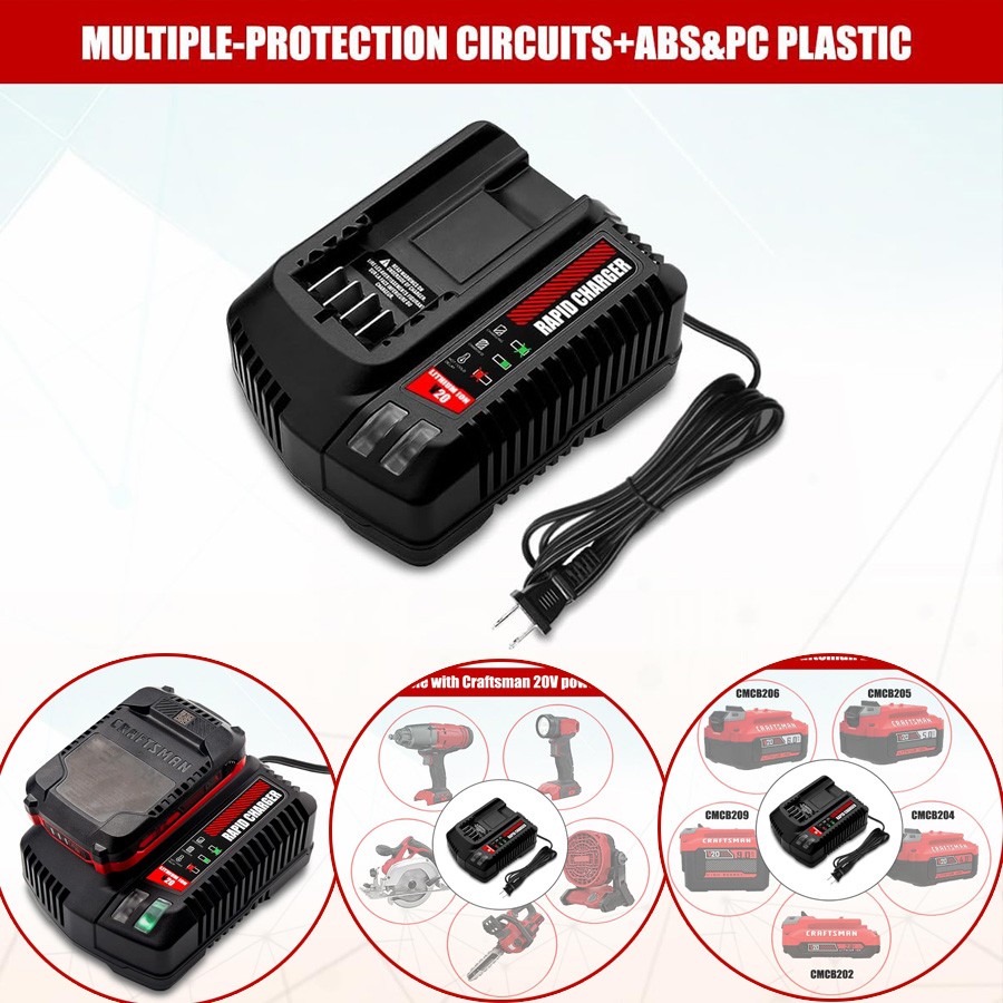 CMCB104 V20 Battery Fast Charger for Craftsman Li-ion CMCB202 CMCB204 Battery