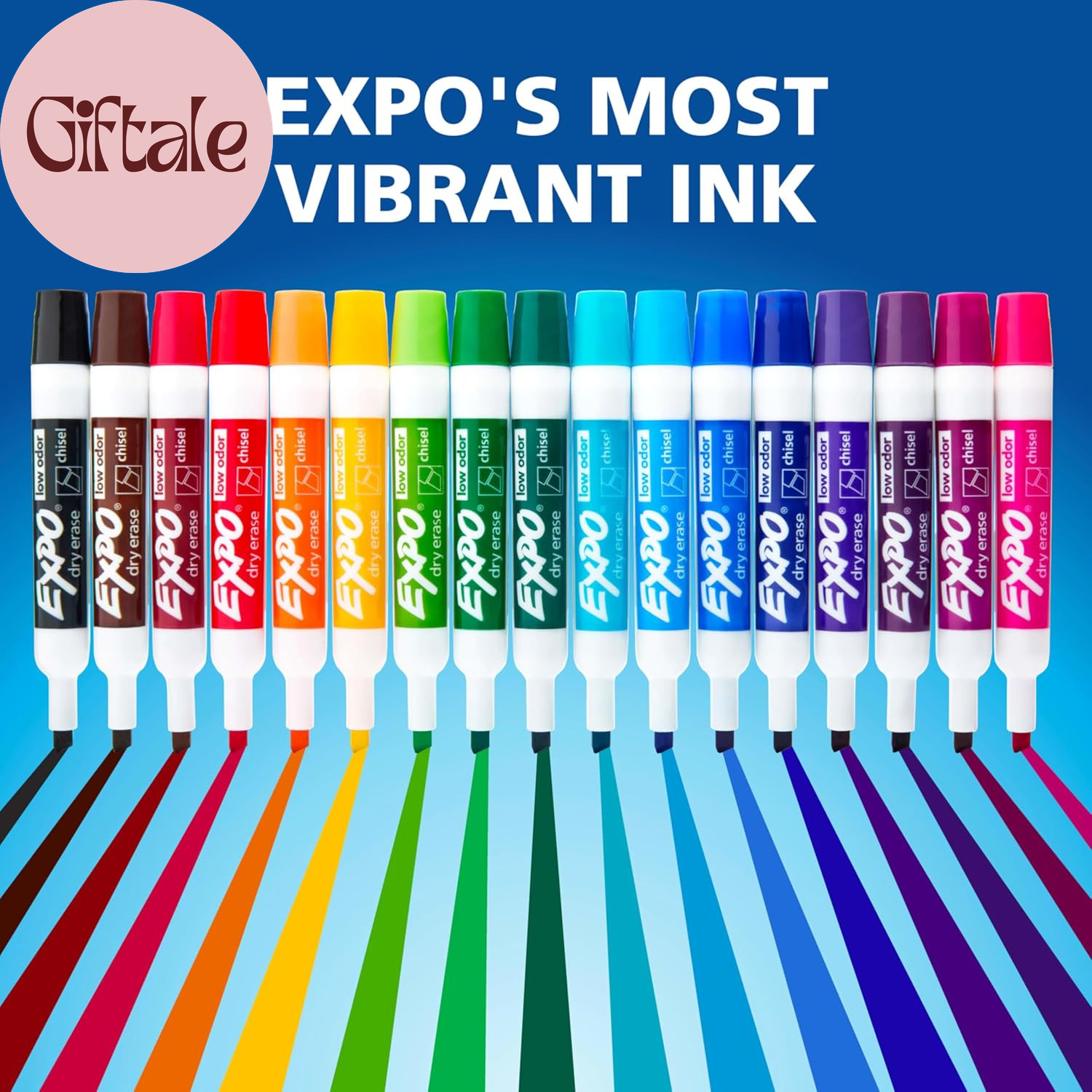 EXPO Dry Erase Markers, Low Odor Ink, Assorted Colors, Chisel Tip, 12 Count
