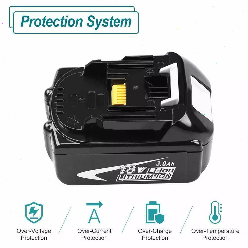DC18SF 14.4v-18v Multi 4-Ports Fast Charger for Makita and 3.0Ah Battery BL1860B