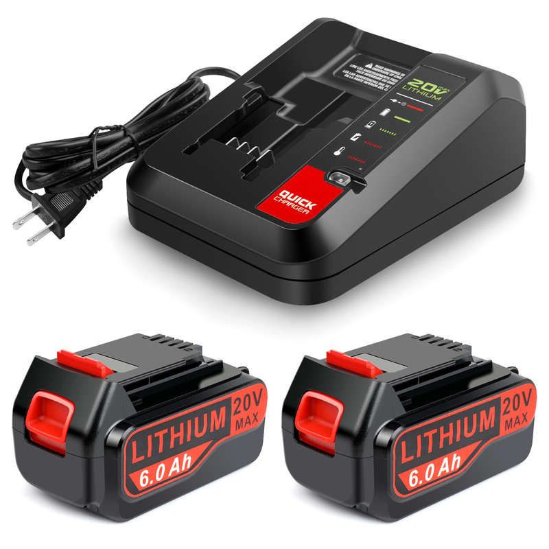 Labtec 2-Pack 6.0Ah 20V Lithium Battery Lbx4020 Compatible Black And Decker And