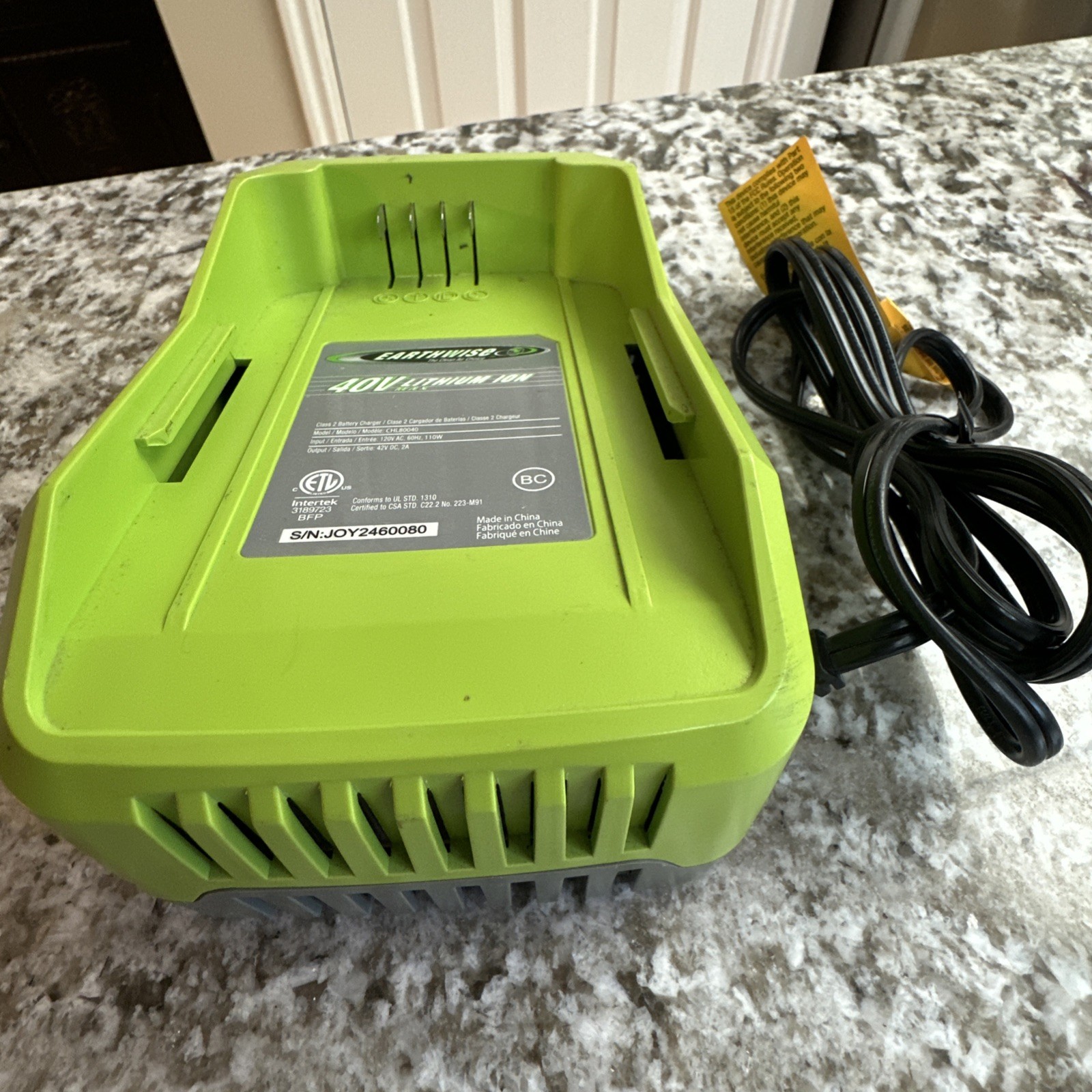 Genuine Earthwise CHL80040 40 Volt Lithium Ion Class 2 Battery Charger 40v OEM