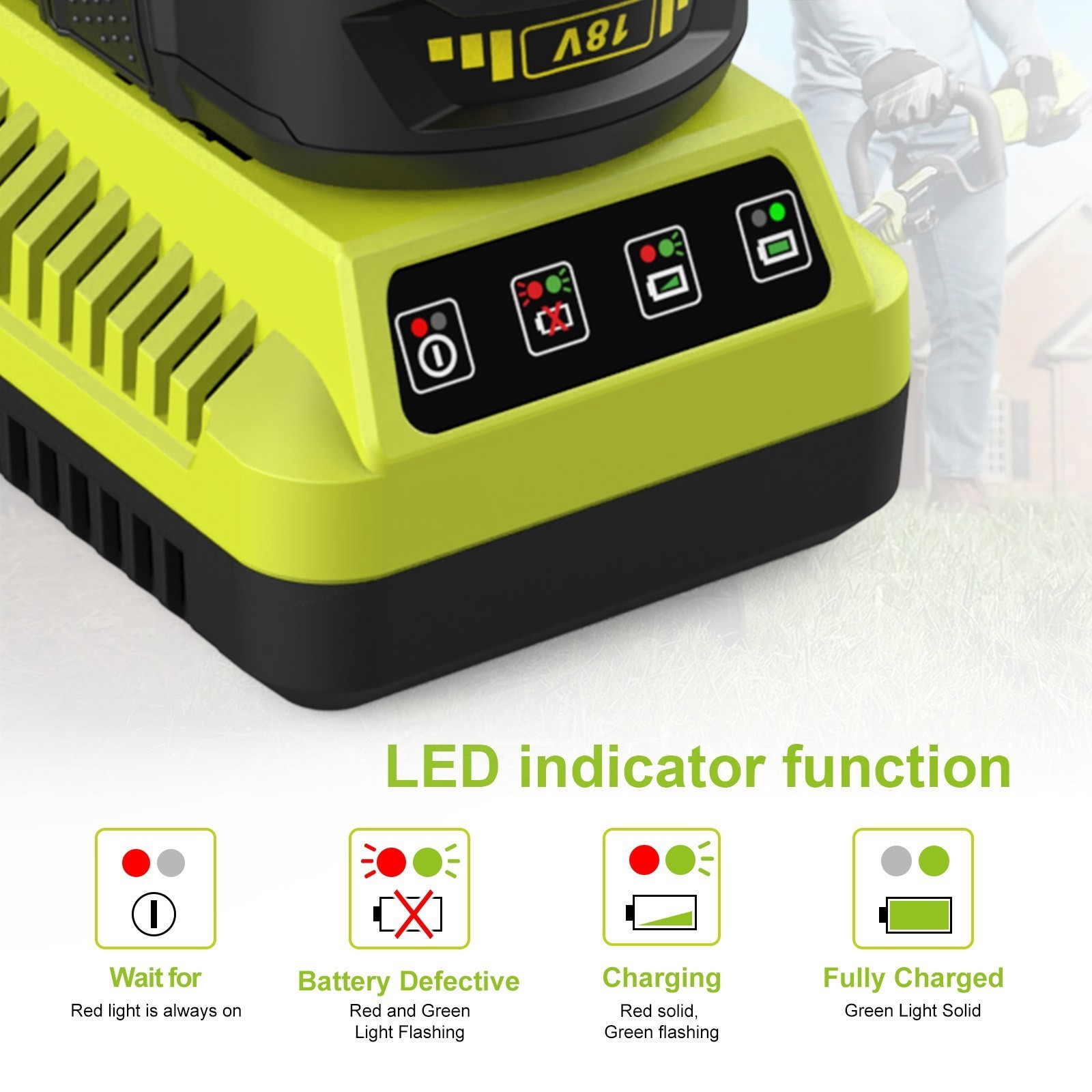 NEW P117 Rapid Charger for Ryobi 18V One+ Plus Batteries P108 P189 P190 PBP004