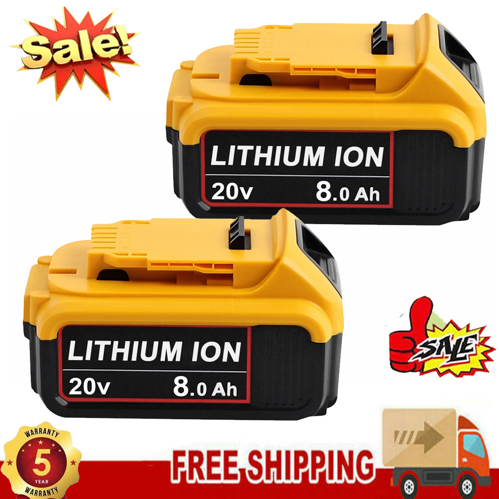 2Pack Lithium Ion Battery For DeWalt 20V 20 Volt Max 8.0AH DCB205 DCB206 DCB200