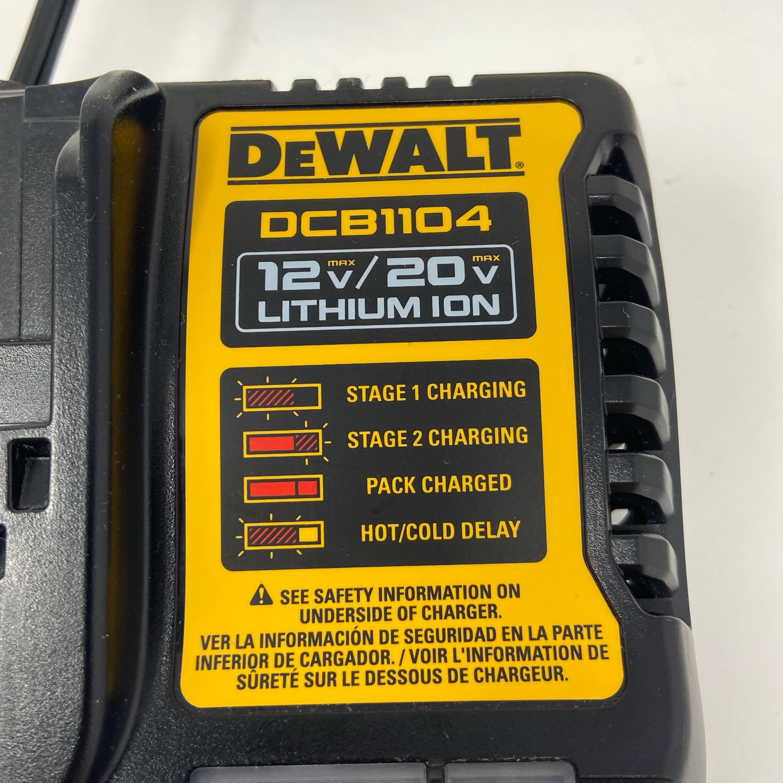 DEWALT DCB1104 12V/20V MAX 4A Battery Charger – Black/Yellow