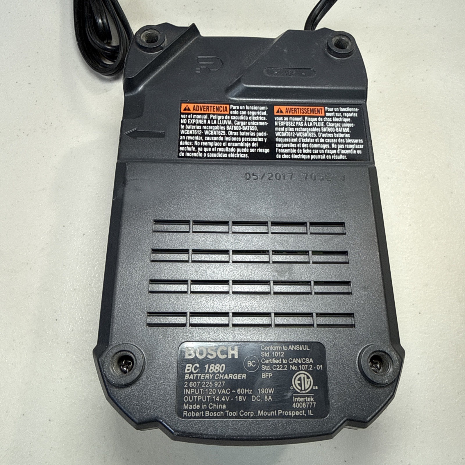 Bosch BC 1880 Battery Charger 14.4V-18V 8A | P/N 2 607 225 927