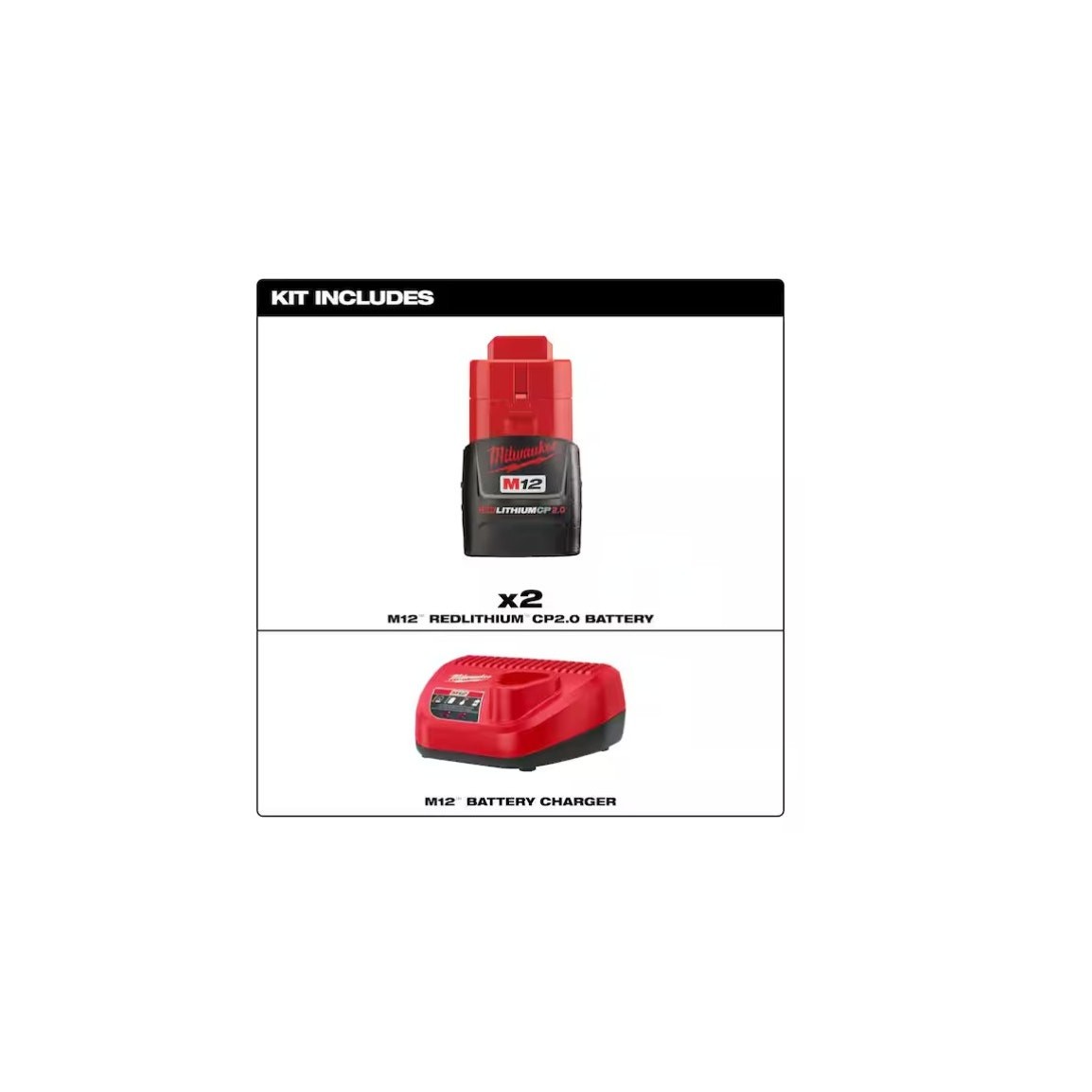 Milwaukee 48-59-2420p M12 12-Volt Lithium-Ion Compact Battery Pack 2.0Ah Charger