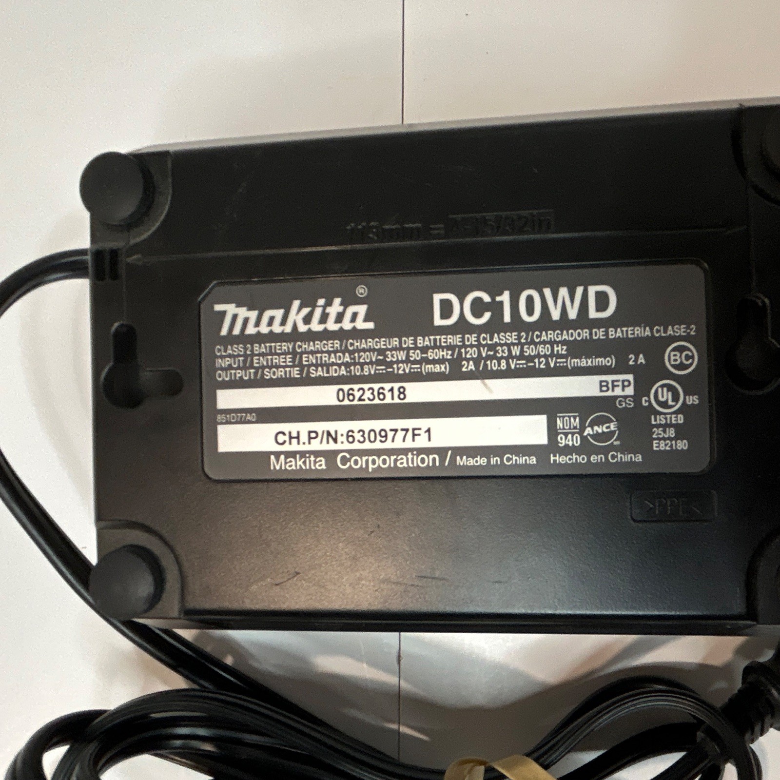 Makita DC10WD 12V Li-Ion Battery Charger w/ Power Cord Black