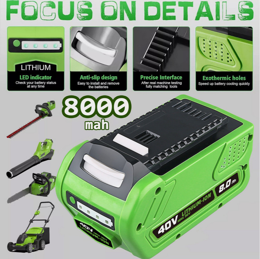 40V 6Ah 8AH For Greenworks G-MAX Lithium Battery 29472 29462 29252 20202 40 Volt