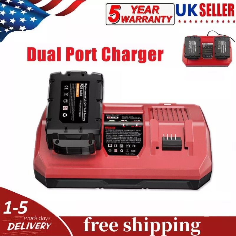 For Milwaukee For M18 For M12 48-11-1822 Dual Rapid Charger F18V Rapid Charger