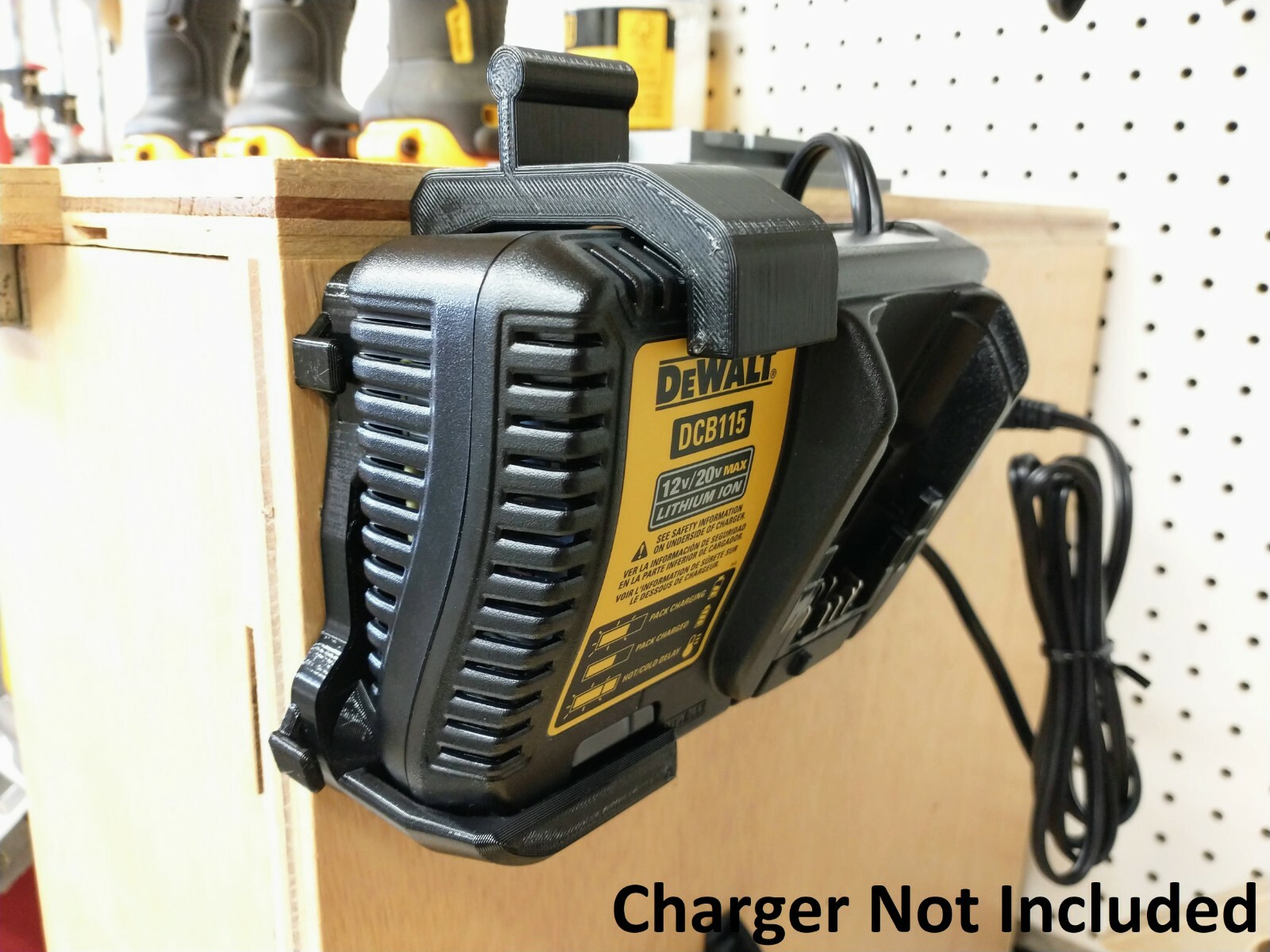 Wall Mount For DeWalt DCB115 Charger With Optional 20v Max Battery Mounts