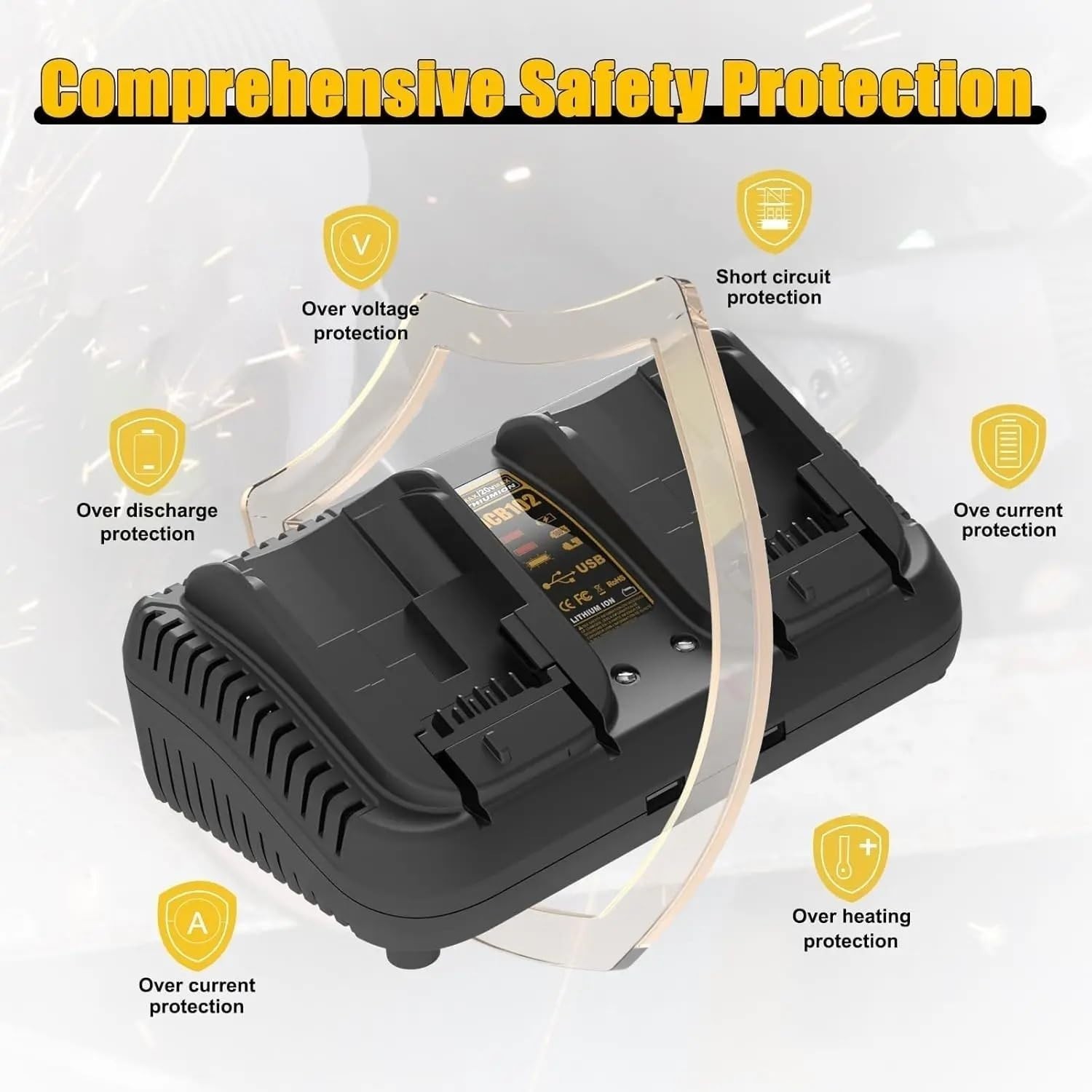3A Dual Battery Fast Charger for DeWALT 12V 20V MAX Lithium DCB102 DCB115 DCB204