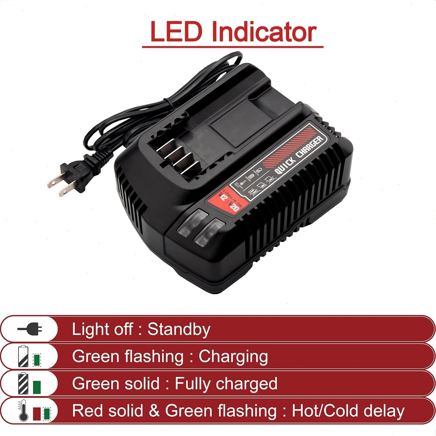 For CRAFTSMAN CMCB100 V20 V12 12V/20V MAX 20-Volt Li-Ion Tool Battery Charger