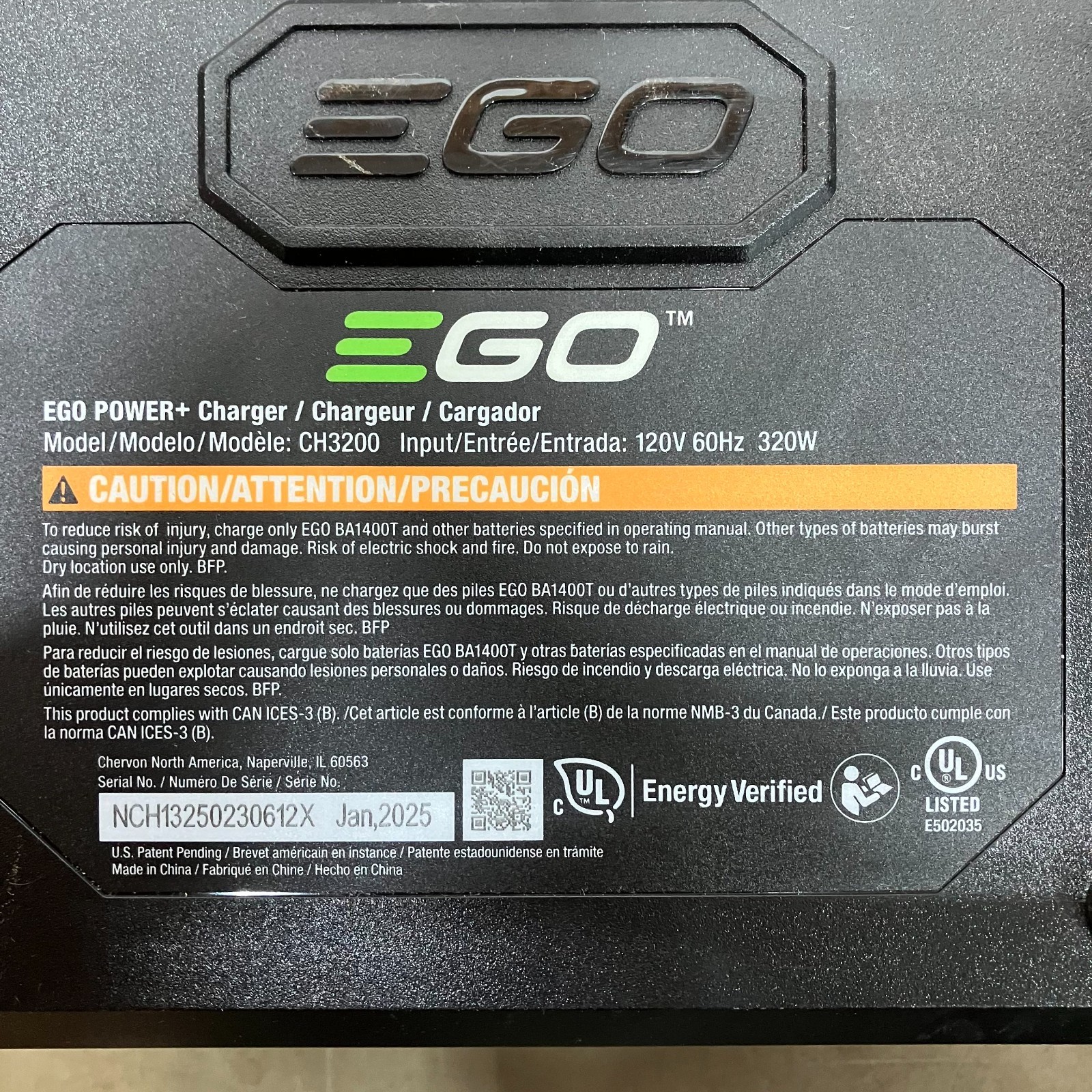 EGO Power+ 56V 320W Battery Charger & 4aH Lithium Battery CH3200 BA2242T