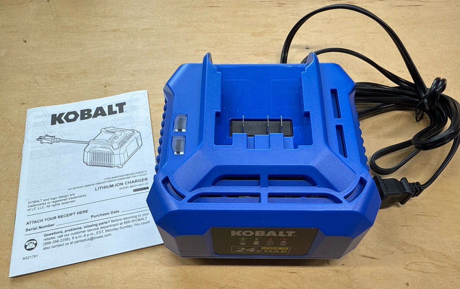 Kobalt 24-Volt Max Lithium-Ion Battery Charger KCH 2401-03