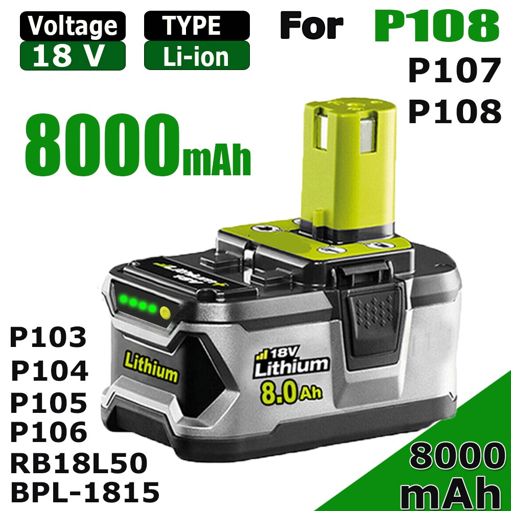For RYOBI 18V Battery 12Ah P108 High Capacity Lithium-ion Battery/Charger NEW