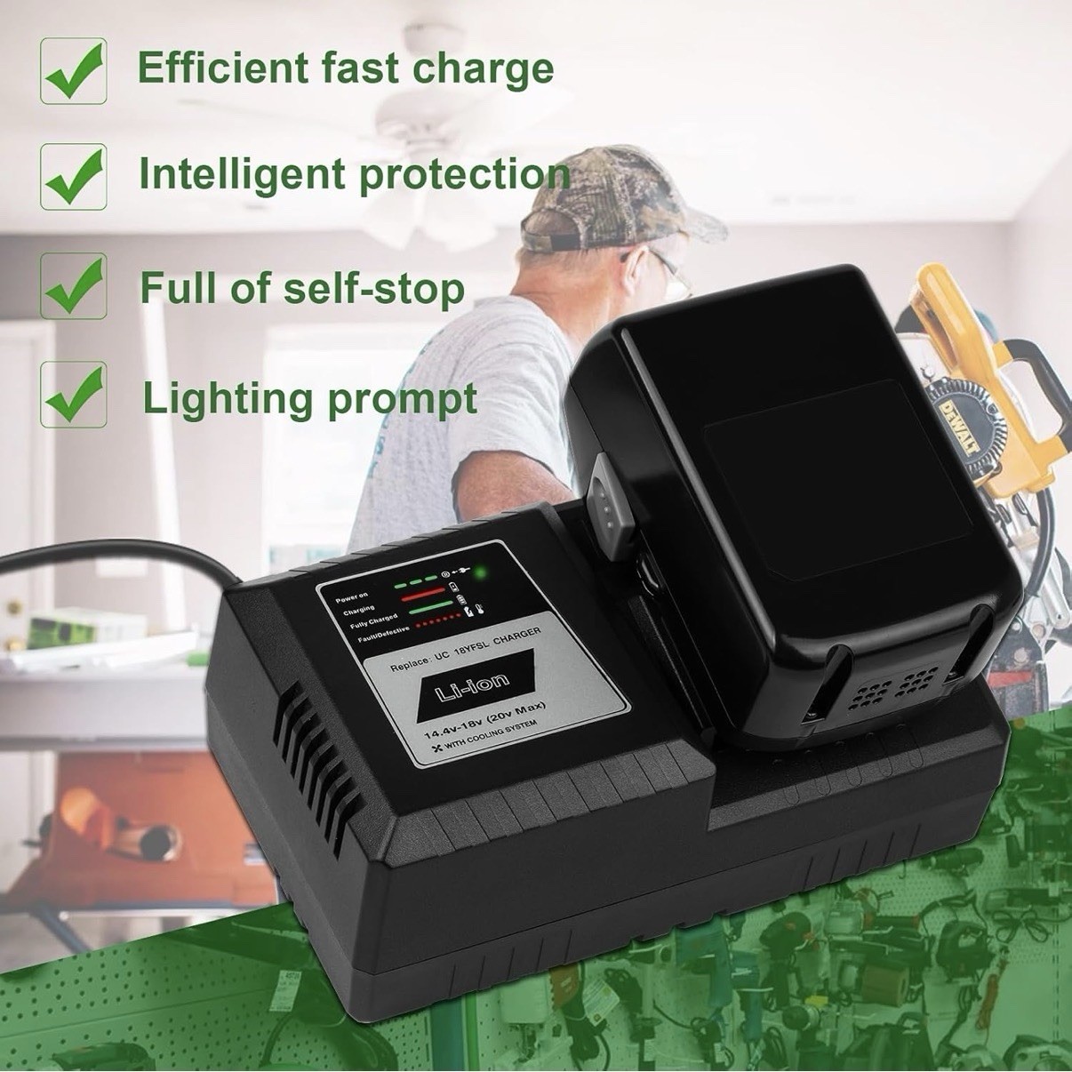 UC18YFSL Lithium Battery Charger for Hitachi 14.4V- 18V Li-ion Battery