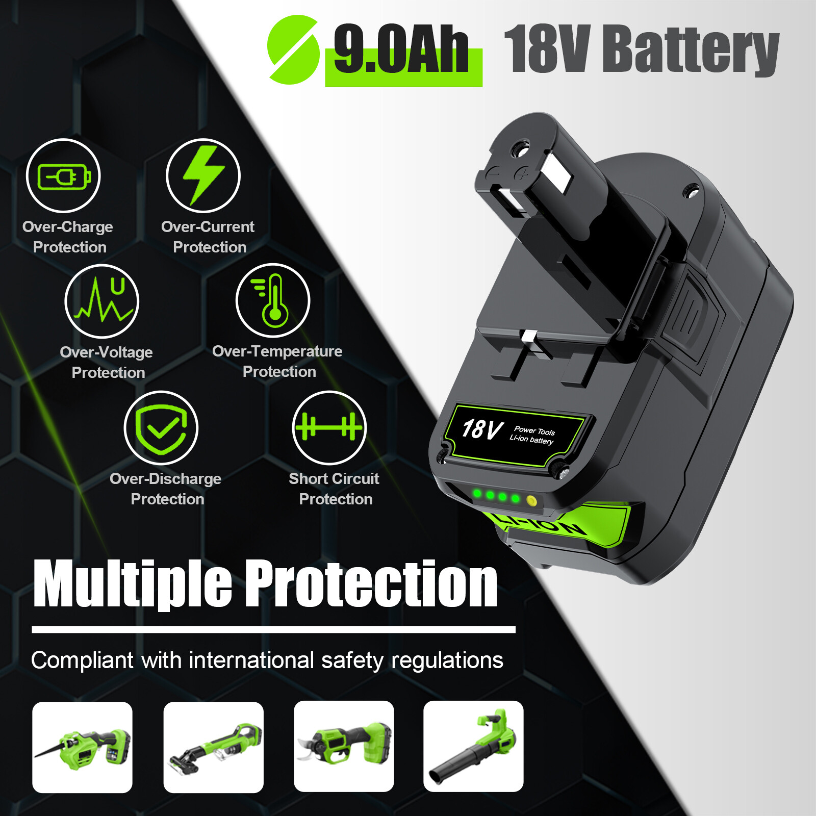 1-2X 9Ah For RYOBI P108 18V One Plus High Capacity Lithium-ion 9.0AH Battery