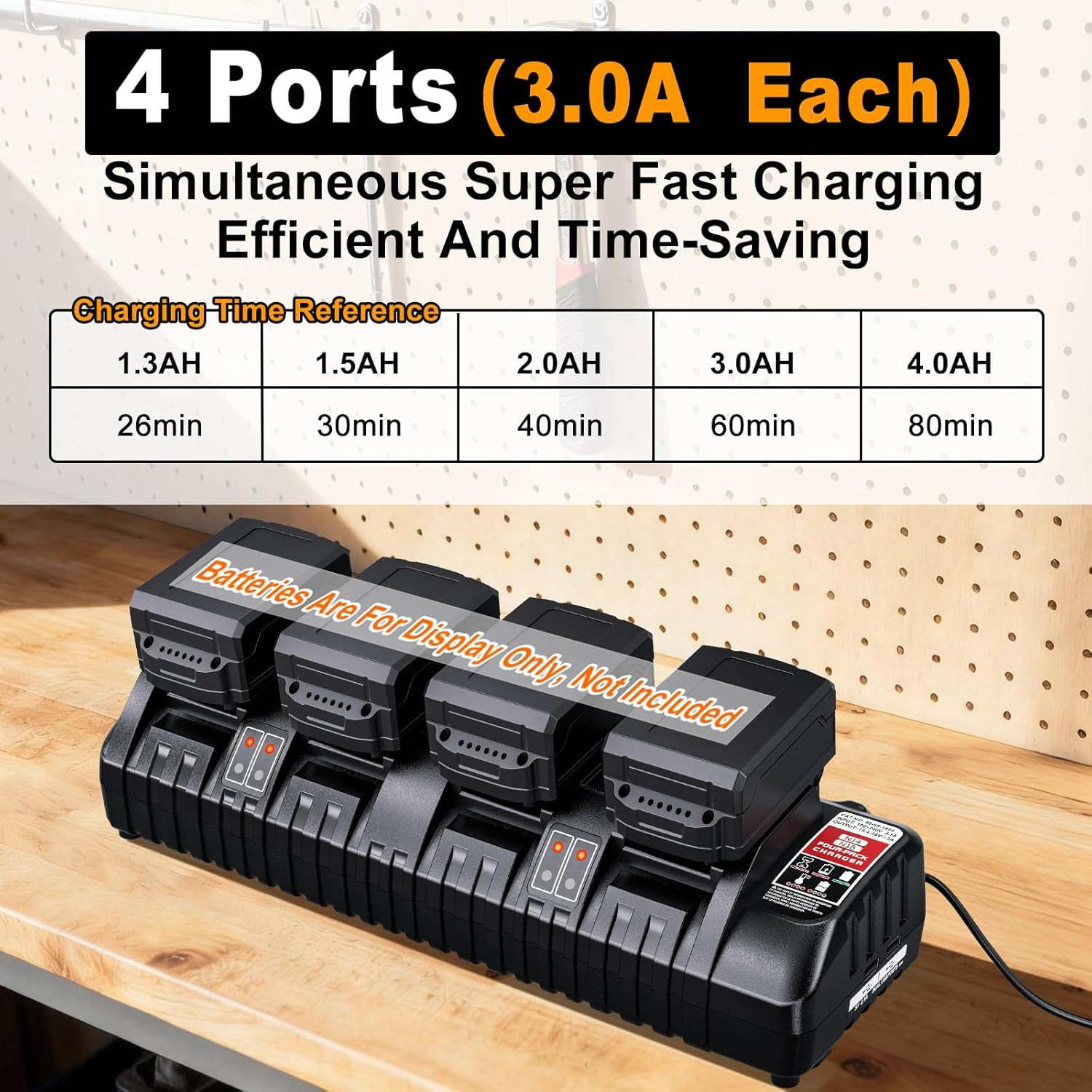 Rapid Multi Super Charger Station 4 Port for Milwaukee M18 18V Battery, Wall Mou
