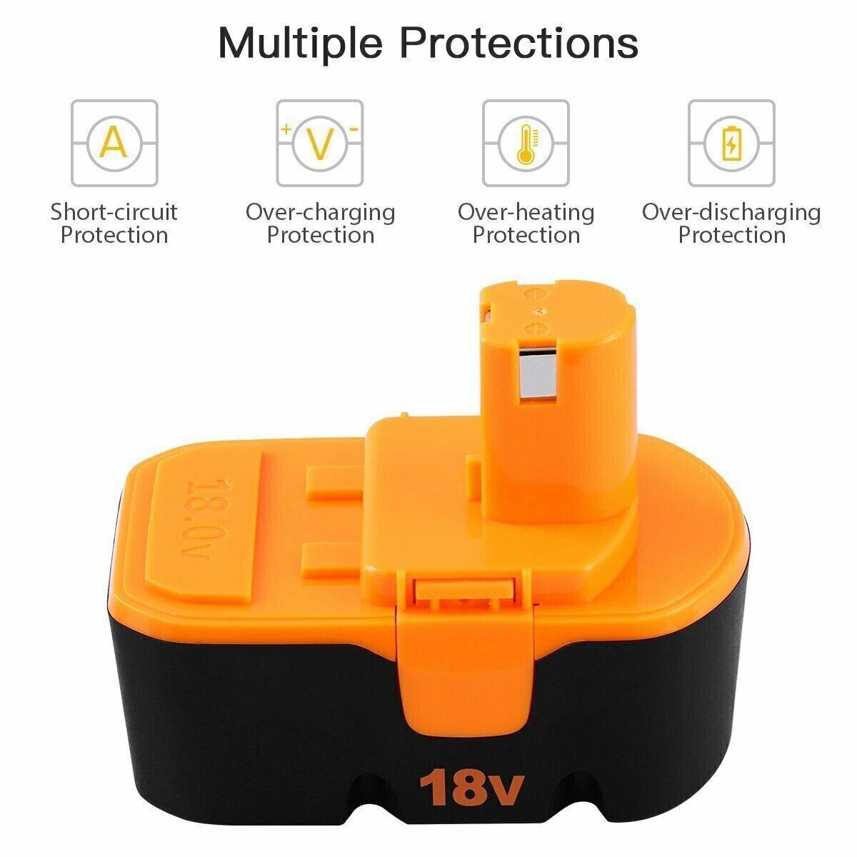 2X 18V Ni-Mh P100 Battery 4.8Ah Replace For Ryobi P100 P101 ABP1801 ABP1803 BPP1