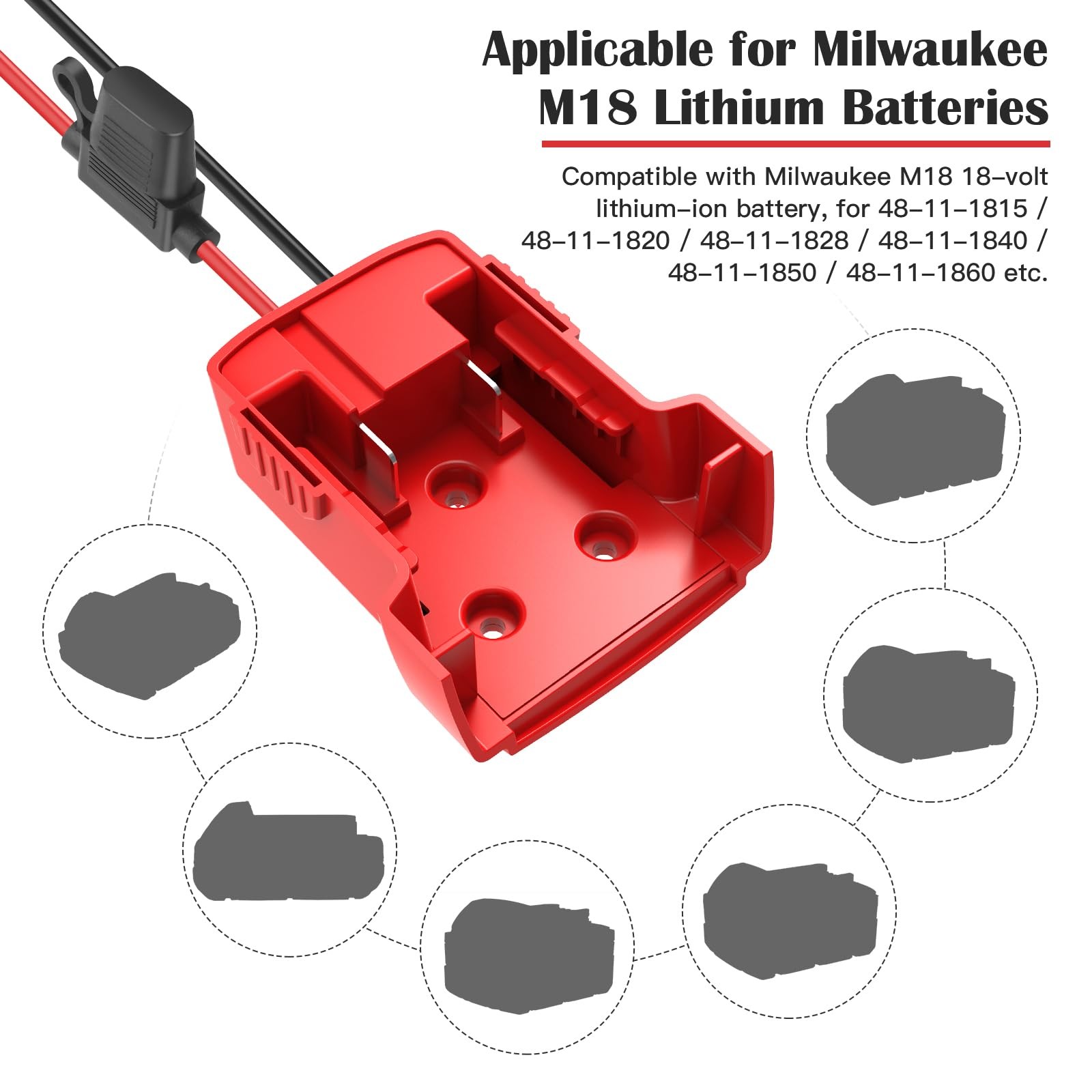 2 Packs Power Wheel Adapter for Milwaukee M18 Battery 18V 2 Pack