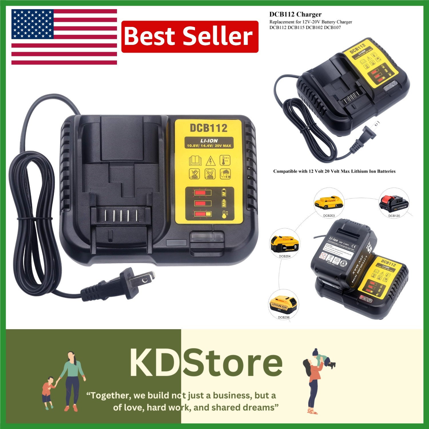 Universal 12V/20V/60V Lithium Battery Charger – Overheating Protection Included