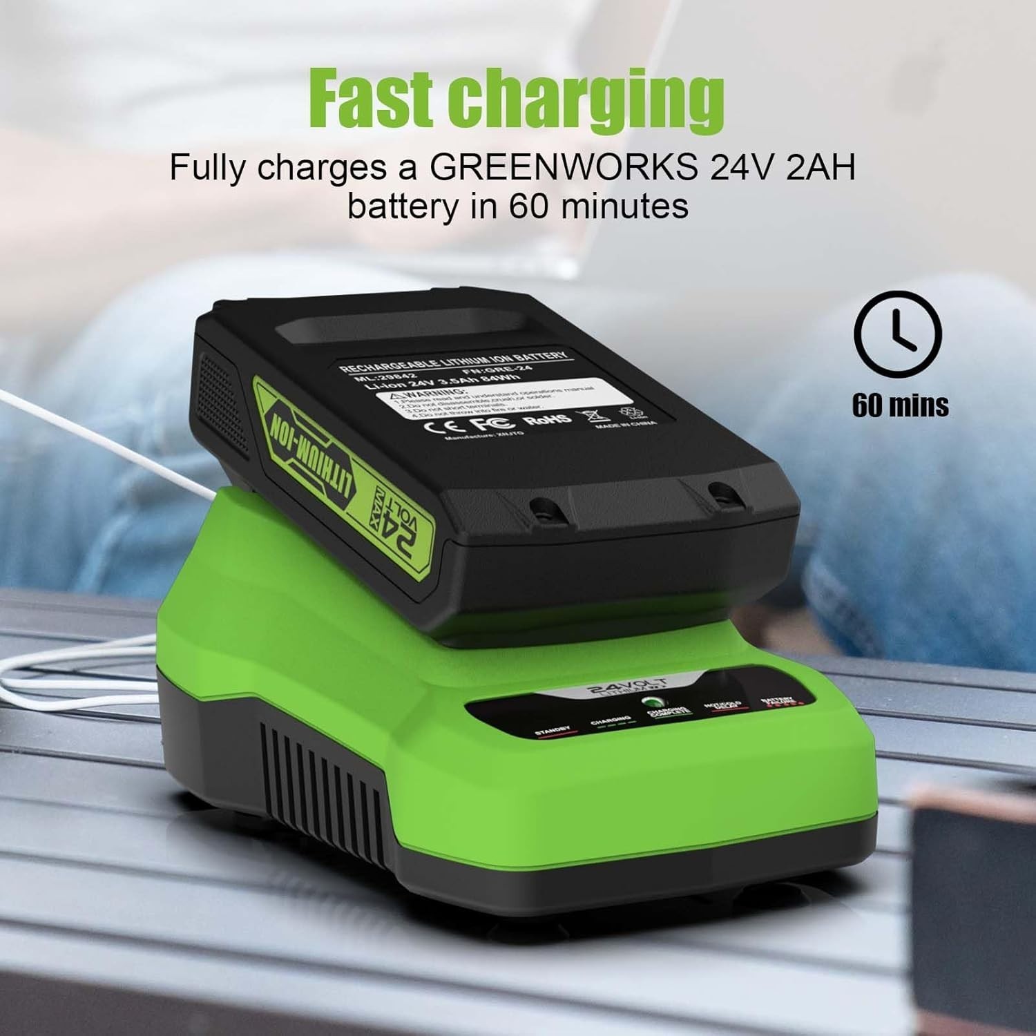 24V CAF806 Charger for Greenworks G24 Li-ion Battery BAG708 BAG709 BAG710 BAG711