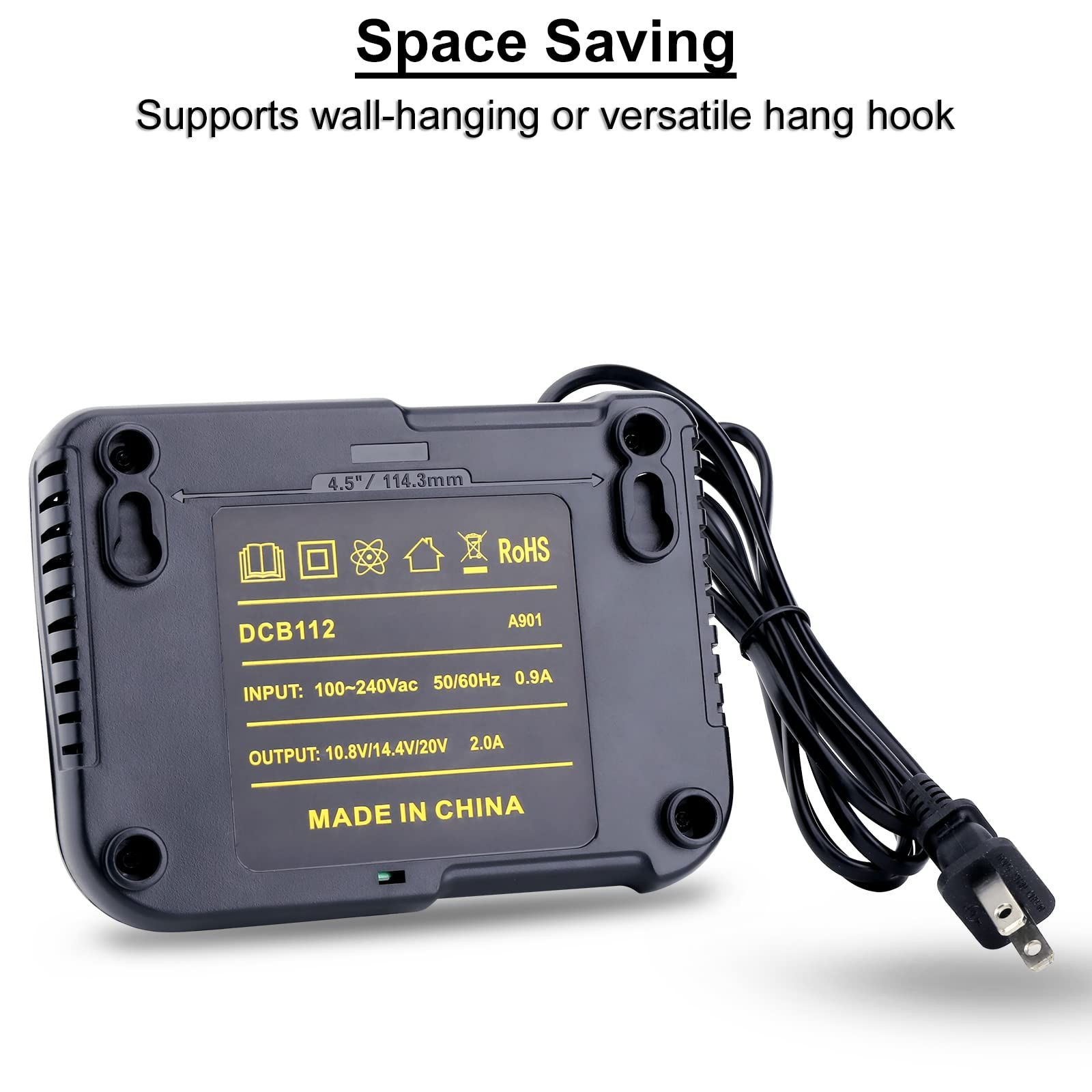 DCB112 Compatible with De-walt 20V Battery, Charger (Black)
