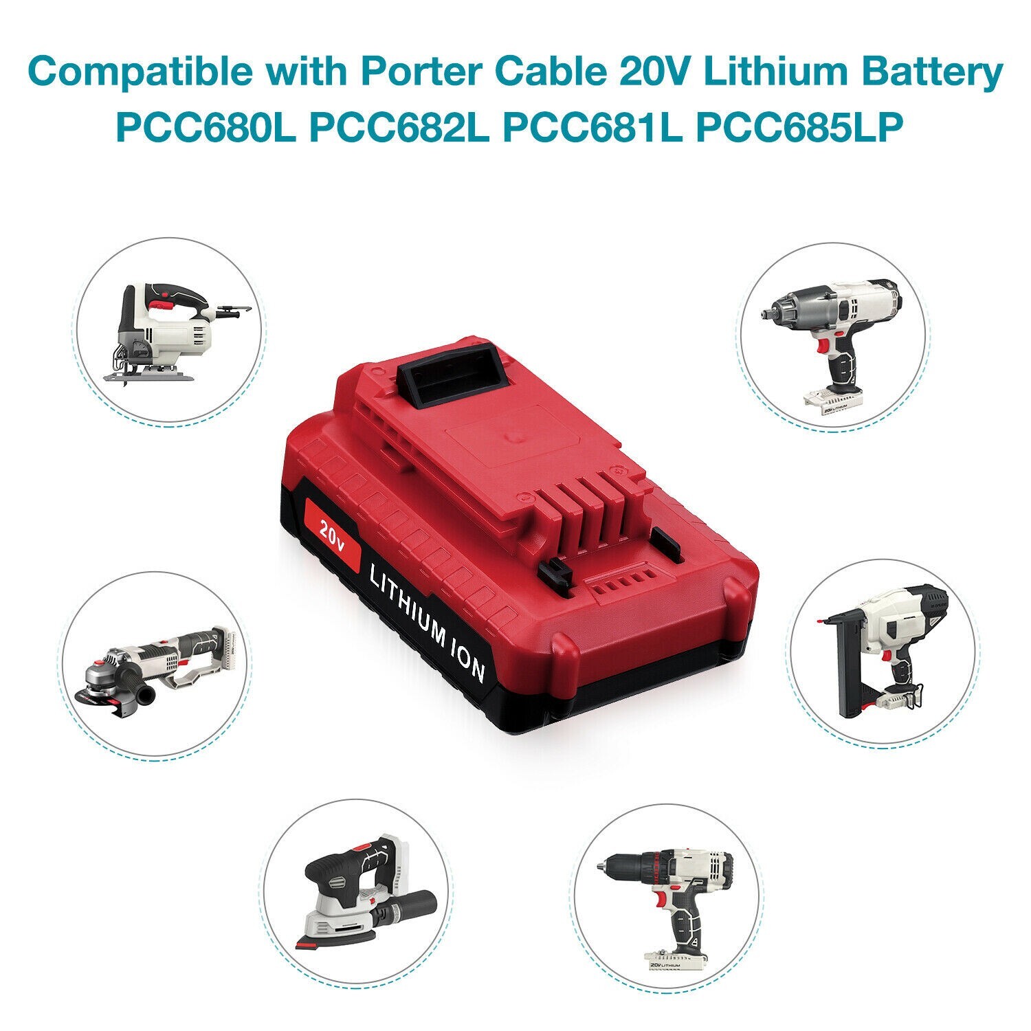 20 Volt Lithium-Ion Battery / Charger for PORTER CABLE 20V Max PCC680L PCC685L