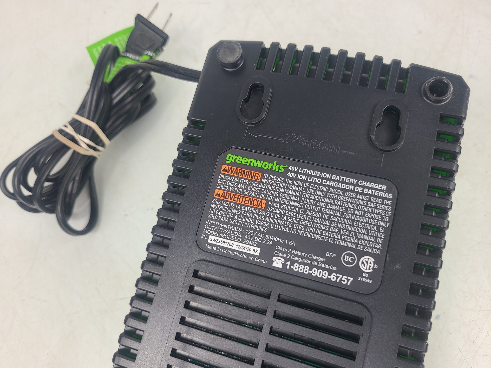 Greenworks 40 Volt OEM Charger Lithium Max Model 29482 & Battery 2901319 (TESTED