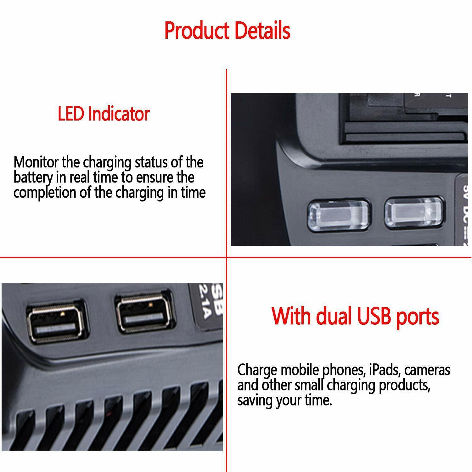 Fast Battery Charger for Craftsman V20 Lithium Battery CMCB202 CMCB204 CMCB201