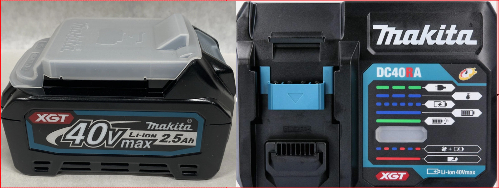 New Makita DC40RA 40V MAX XGT Rapid Optimum Charger 2.5 Ah Li-Ion Battery