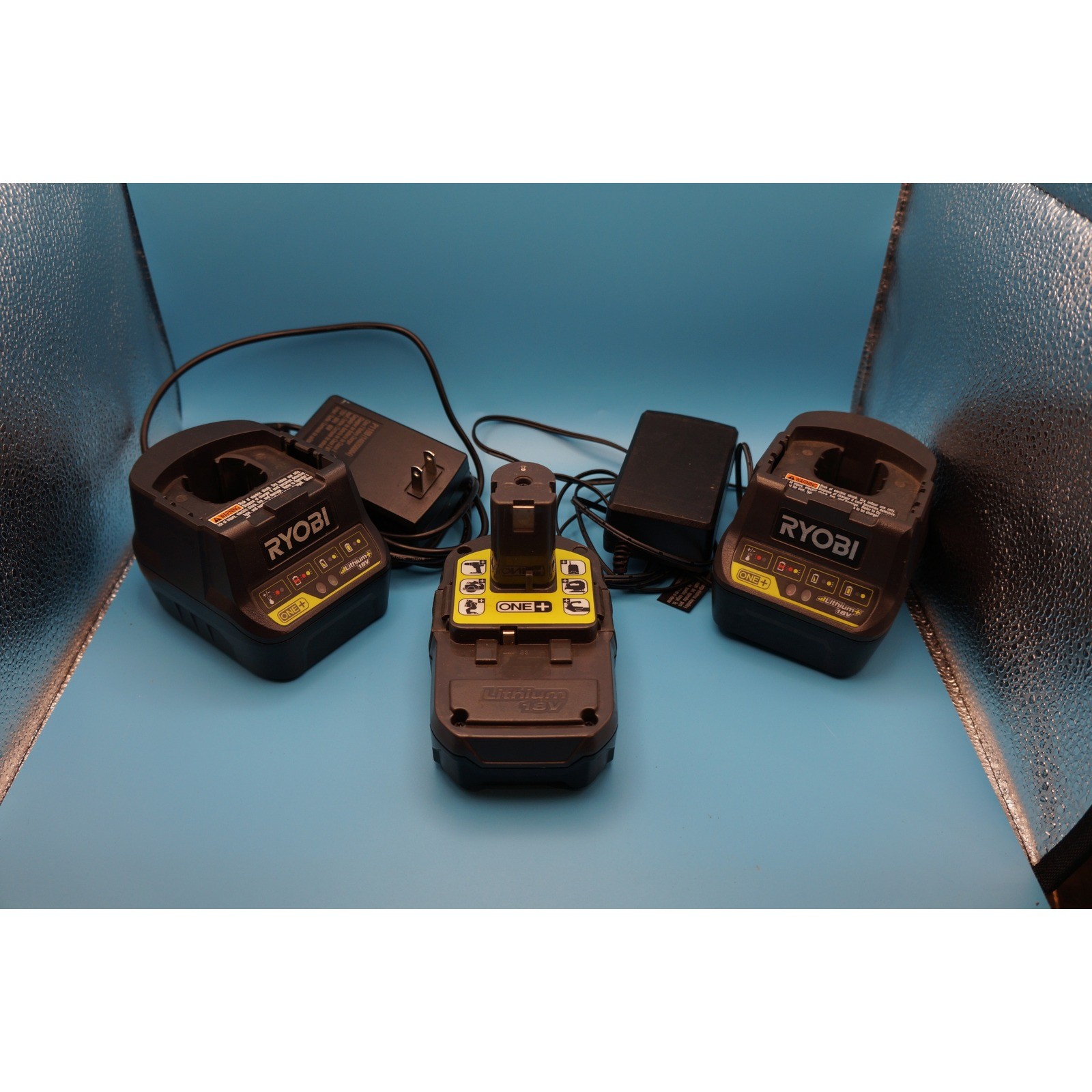 Ryobi ONE+ 18V Lithium Ion 2Ah Battery and Two Chargers Bundle P118 P119