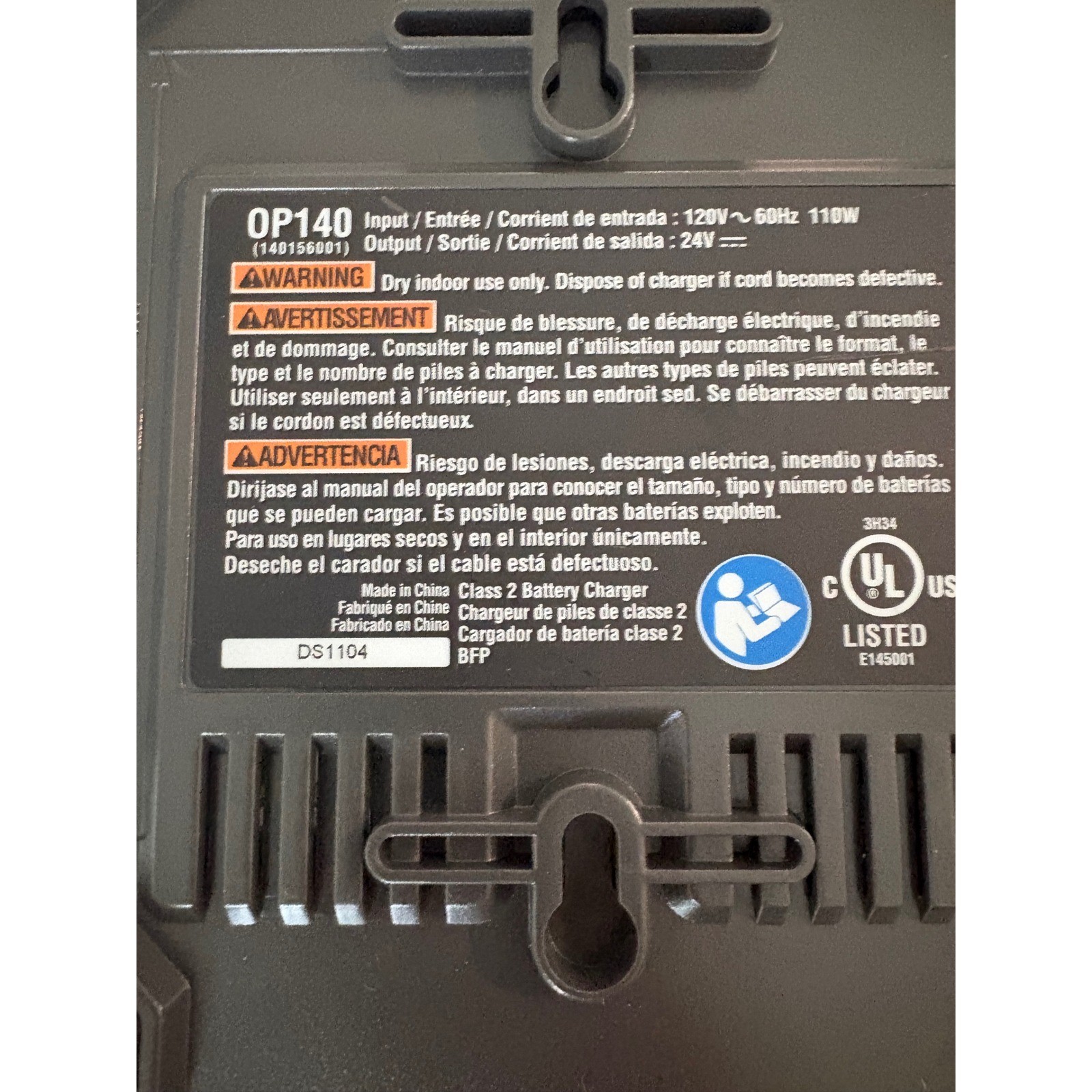 Ryobi OP140 Lithium 24V Battery Charger 140156001 Hyper Green Gray Diagnostic