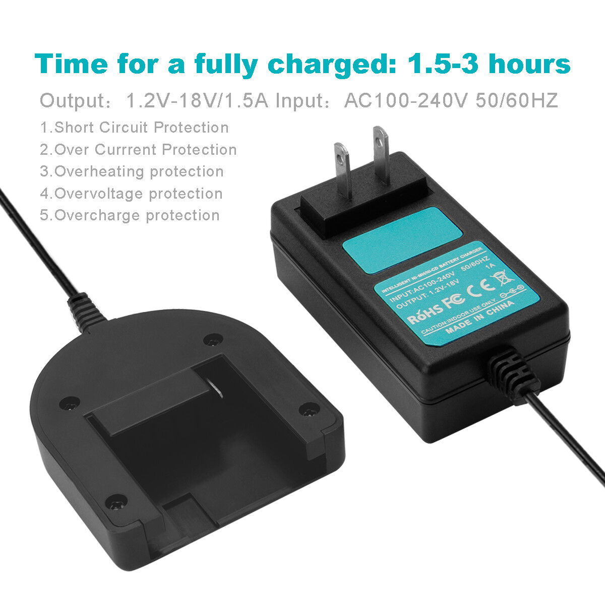 1.2V-18V NiMH/Ni-CD Battery Charger for Porter Cable PC18B PCC489N PCMVC PCXMVC
