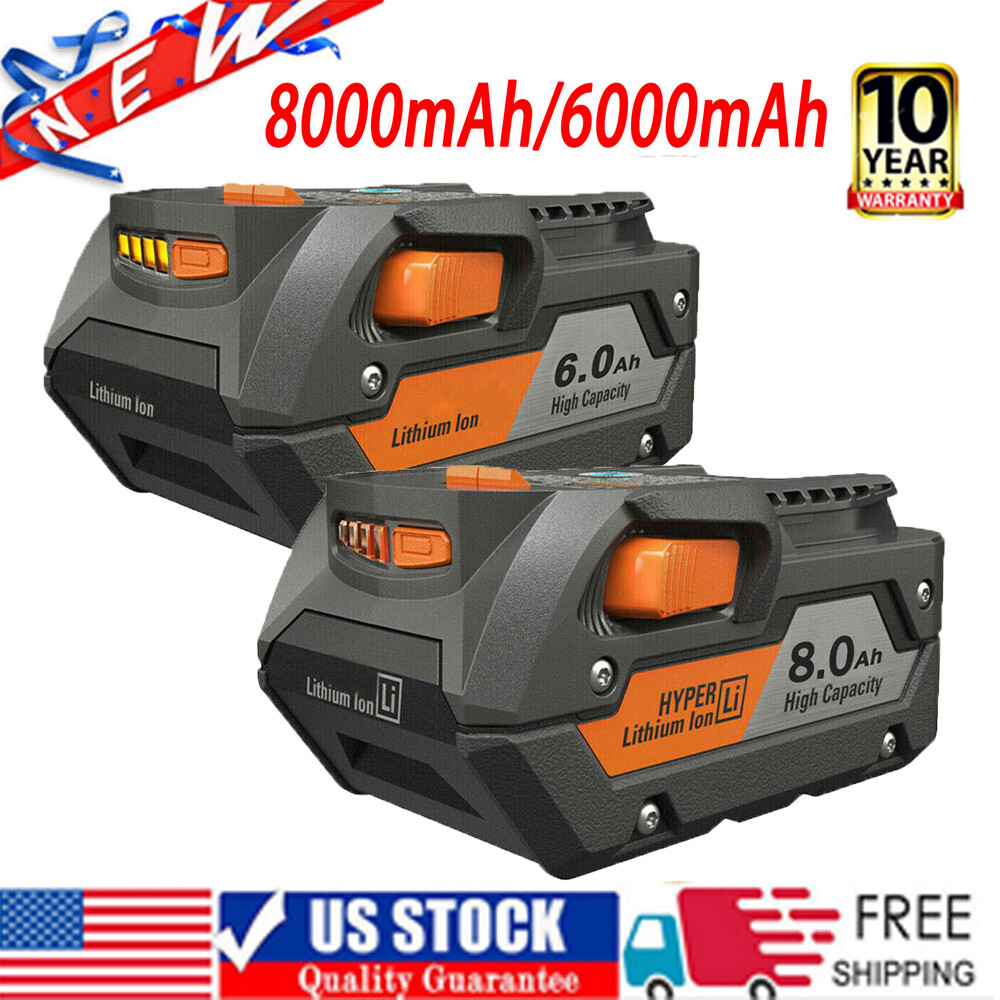 1-2x for Ridgid R840085 8.0Ah/6.0Ah Li-ion Battery 18V R840087 3.0Ah 4.0Ah 7.0Ah