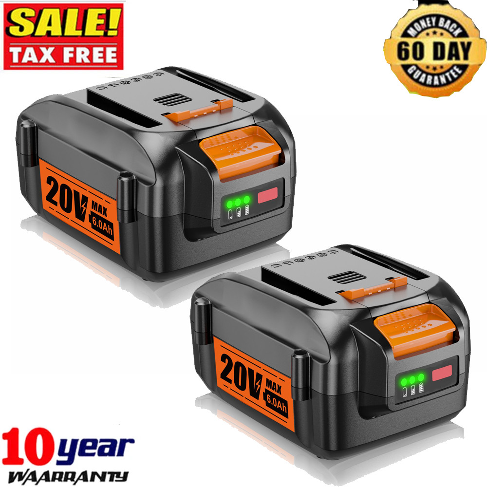 2X 6.0Ah For WORX 20V MAX Extend Li-Ion Battery WA3520 WA3525 WA3575 WG155 WG540