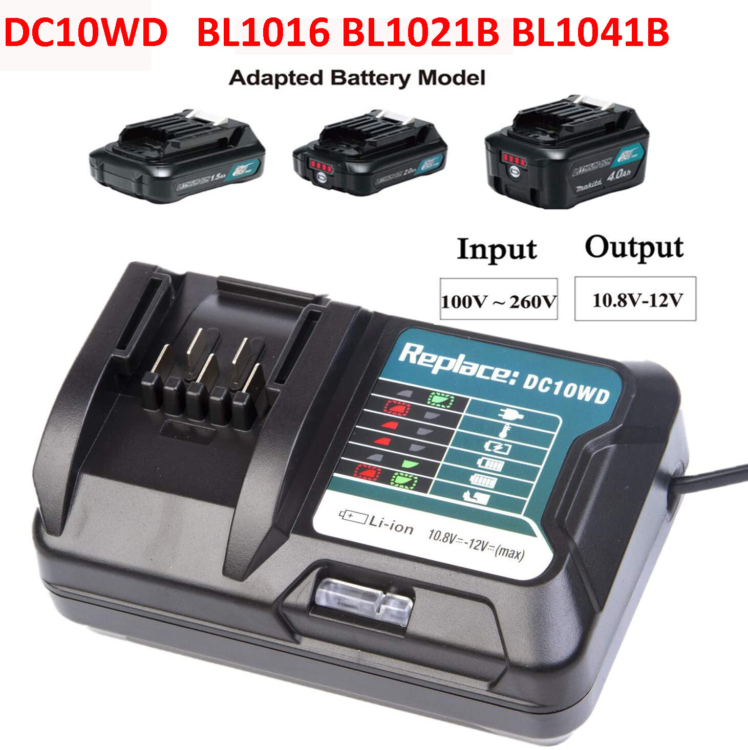 DC10WD BL1015 Battery Charger Replace for MAKITA 10.8V 12V BL1016 BL1021B SH02Z