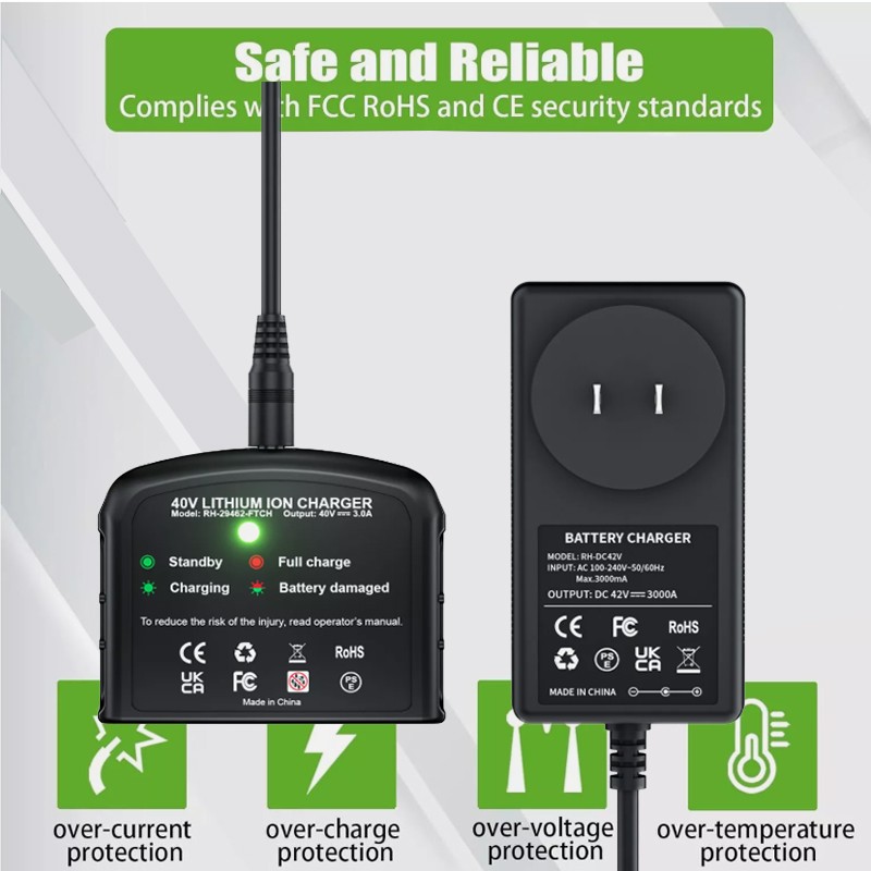 Li-ion Charger for GreenWorks 29472 29462 29463 29302 29282 G-MAX 40V Battery