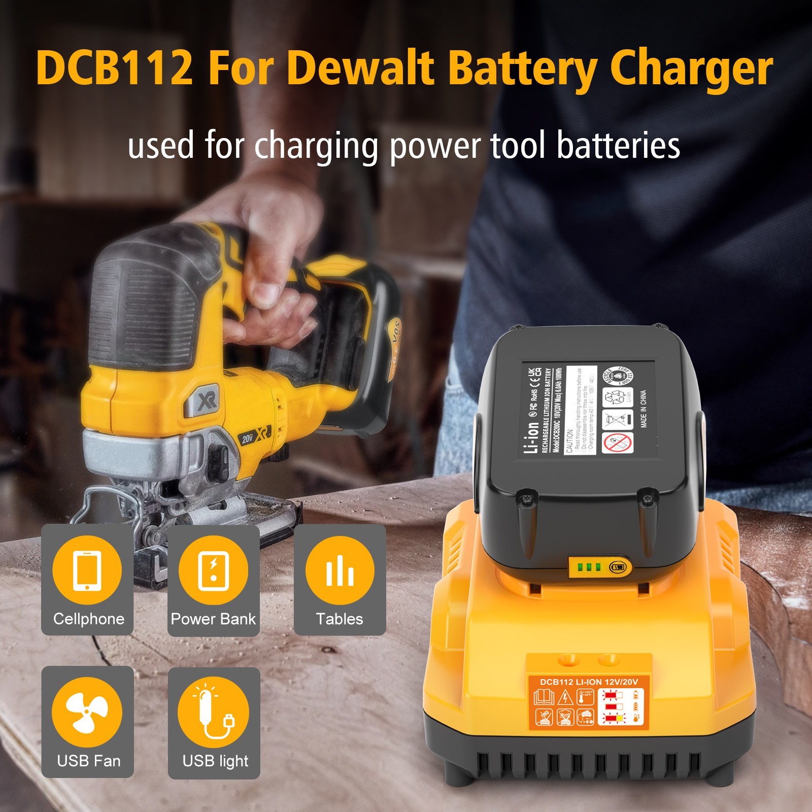 DCB112 20V MAX Battery Charger Replacement for Dewalt Battery Charger