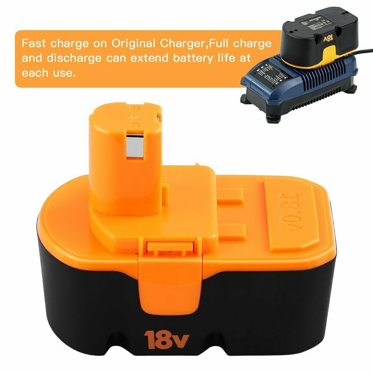 1/2Pack Replace for Ryobi 18V PLUS 4.8Ah 18 Volt Battery P100 13022 ABP1801