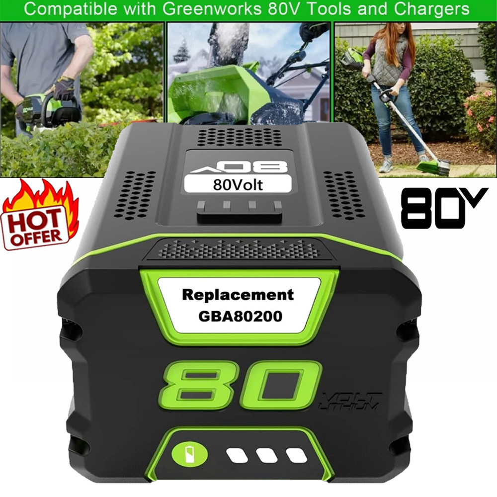FOR Greenworks 80V Lithium Ion 5.0Ah Rechargeable Li-ion Battery BAB727 GBA80200
