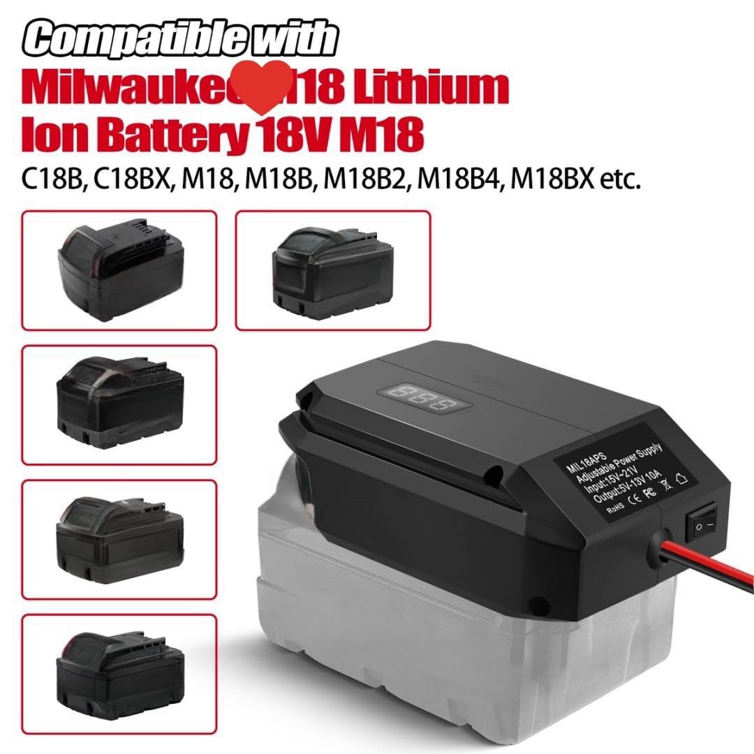 Fybemax for Milwaukee M18 18V to 12V Step Down Power Wheels Battery Black