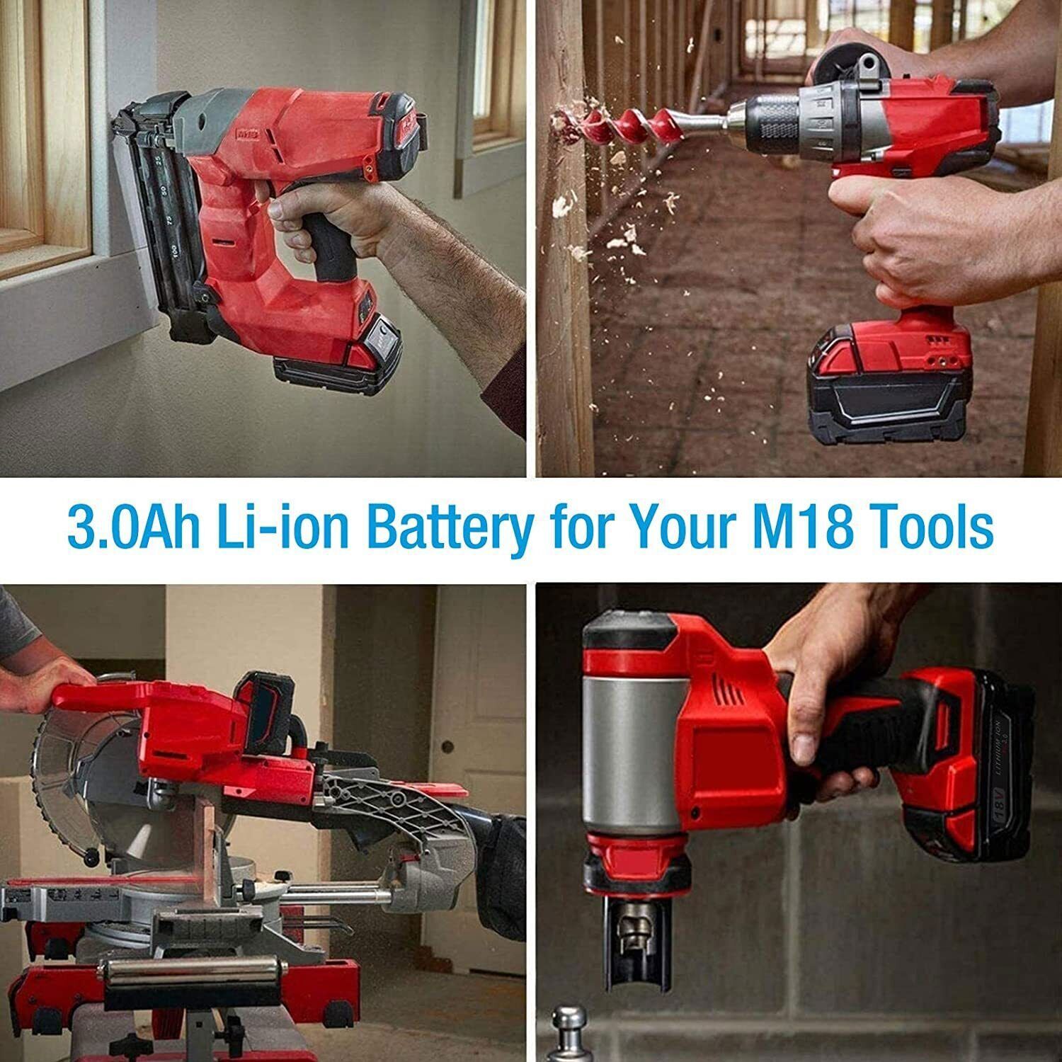 3.0AH Battery Fit For-Milwaukee M18 18V Lithium-ion Extended Capacity 48-11-1860