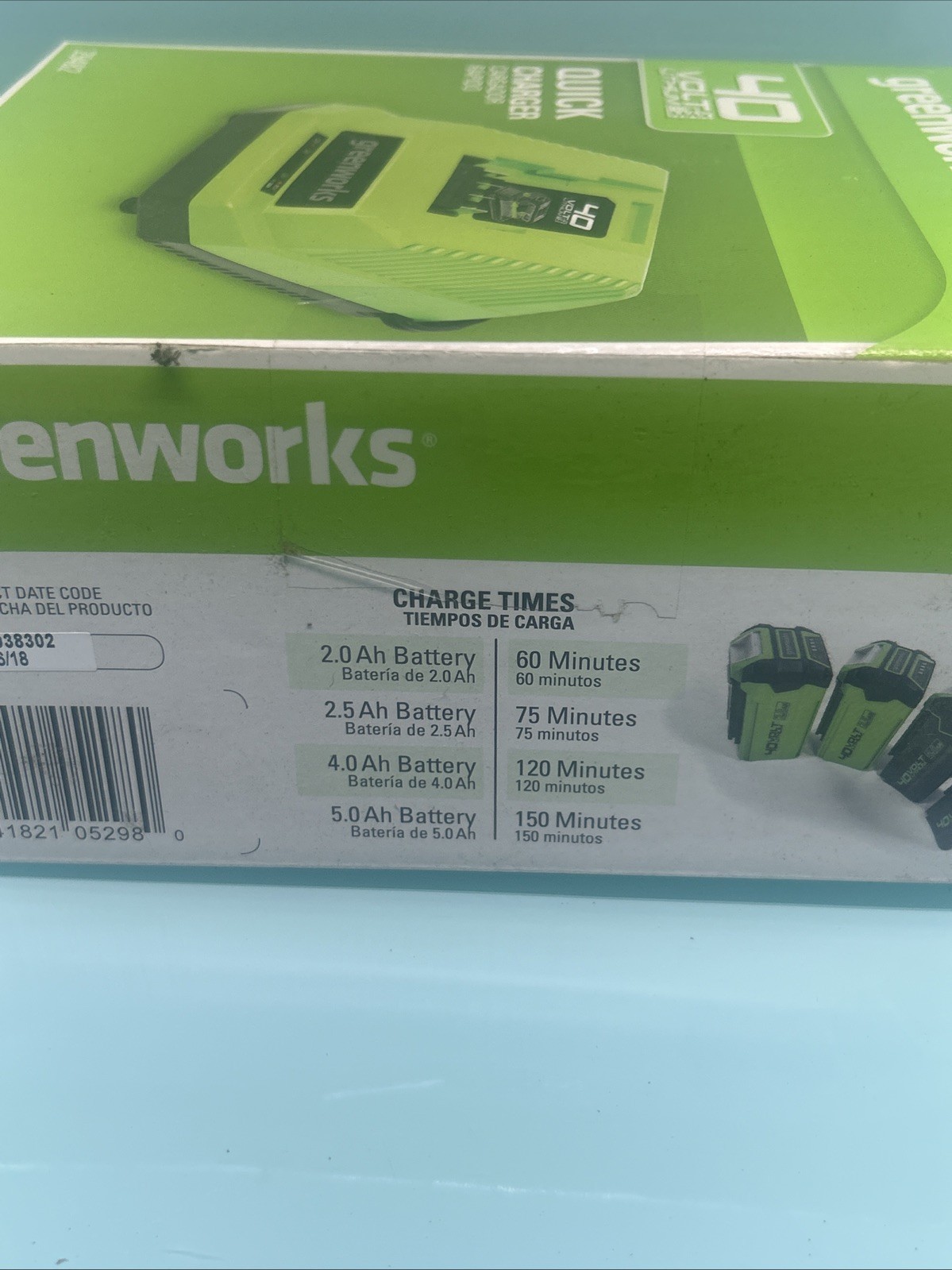 GreenWorks 40V Lithium-Ion Battery Quick Charger Model 29482 Green New In Box