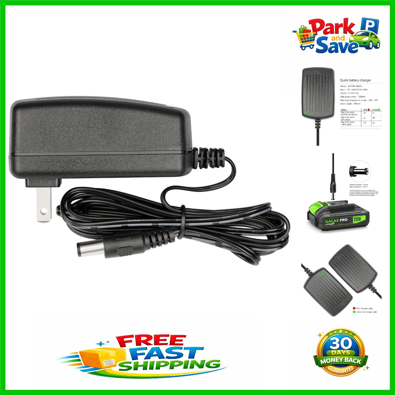 Fast Charging 20V Max Li-Ion Battery Charger with Safety Certification