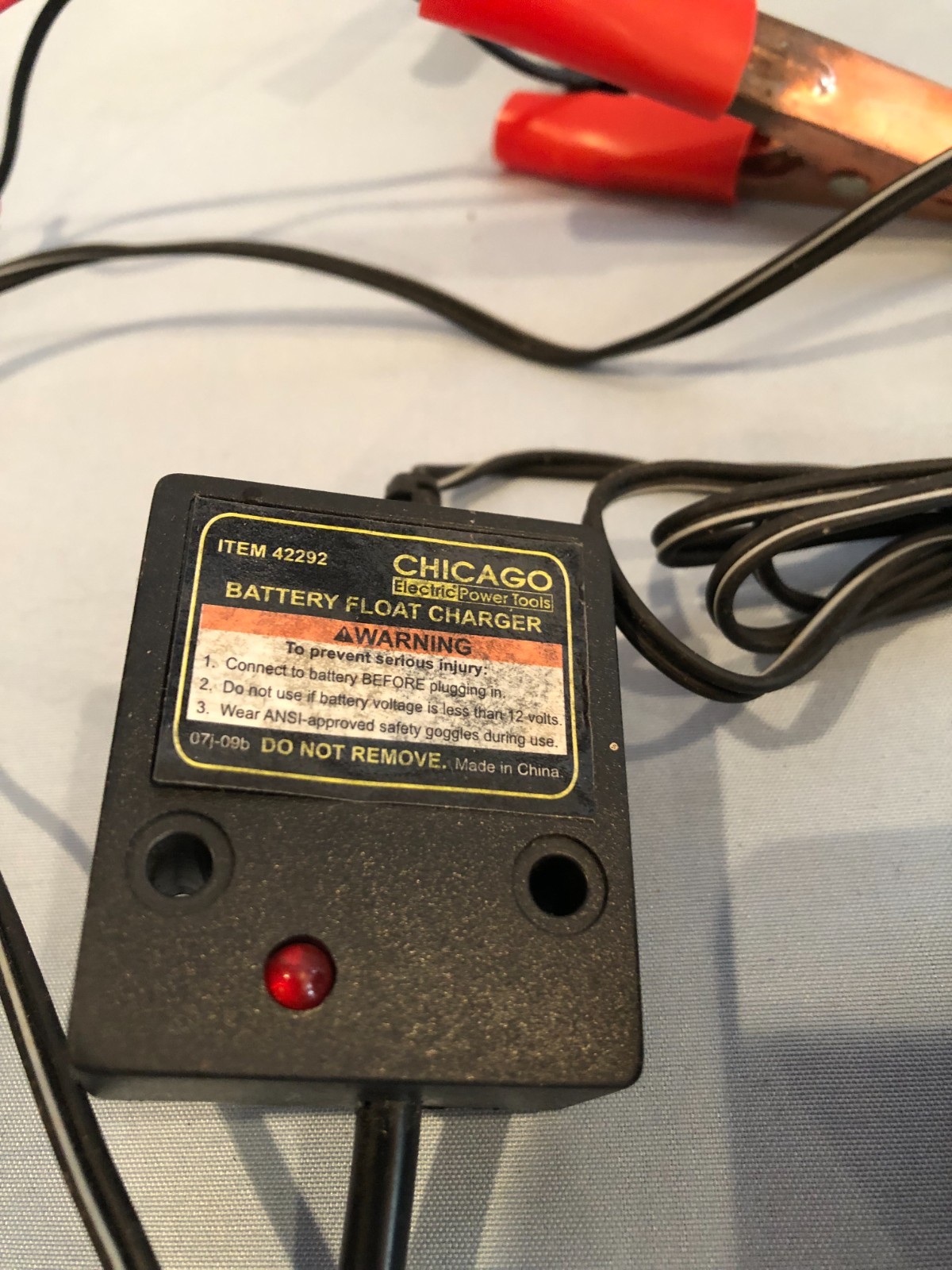Chicago Electric Power Tools Battery Float Charger 42292 #G13