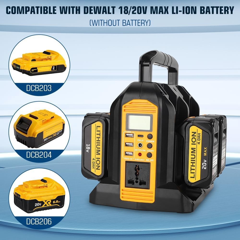 Choerinton 350W Power Inverter Dewalt 20V 60V Battery 4-Ports Dc 20V Ac