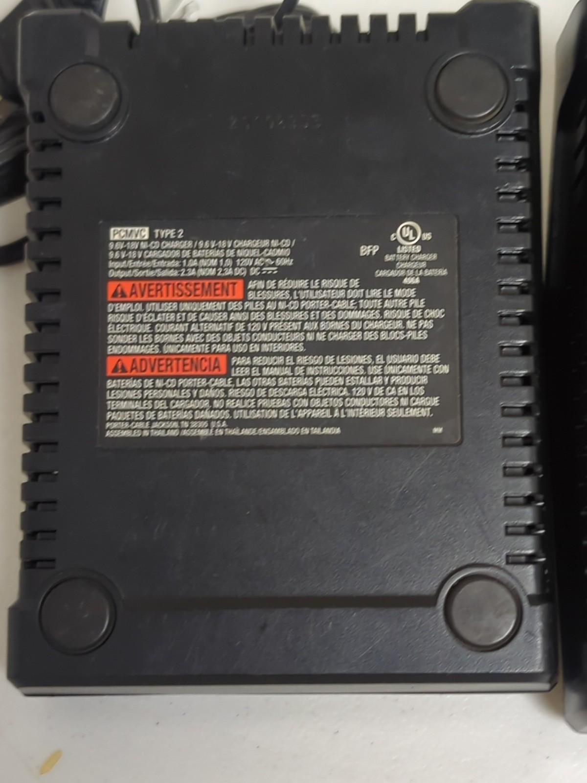 Lot Of 2 Porter Cable NICAD Ni-Cd Battery Charger PCMVC Type 2 & Type 1 9.6-18V