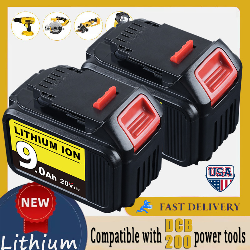 2PACK For DEWALT 18V 9.0Ah XR Li-ion Slide Battery DCB184 DCB200 DCB182 DCB208-2