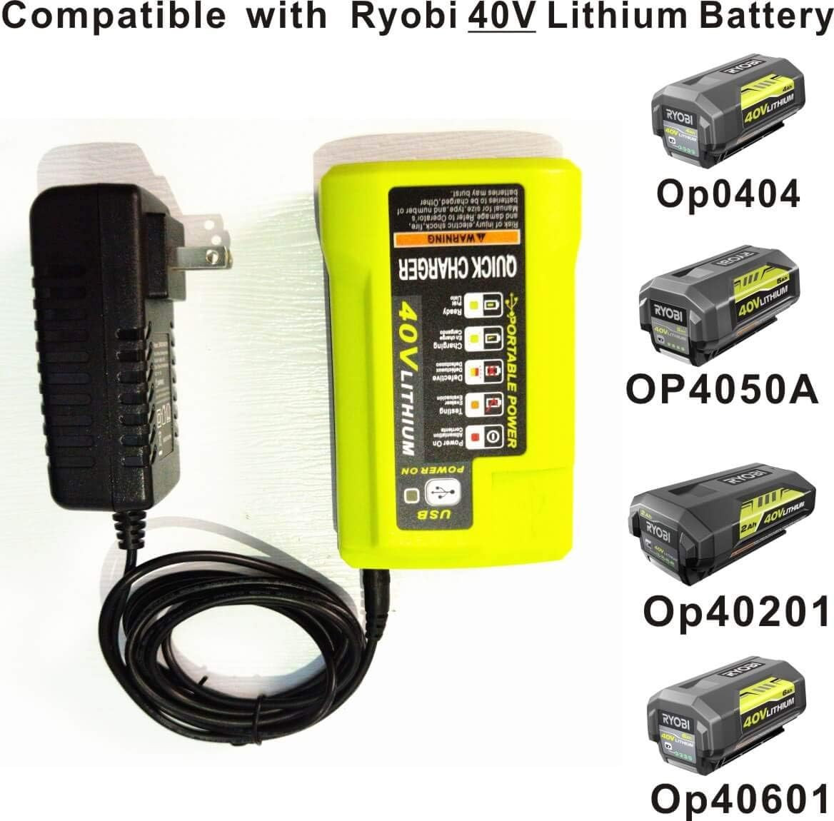 OP403 40V Lithium Battery Charger Replace Ryobi OP403 OP404 W/USB Plug in to Cha